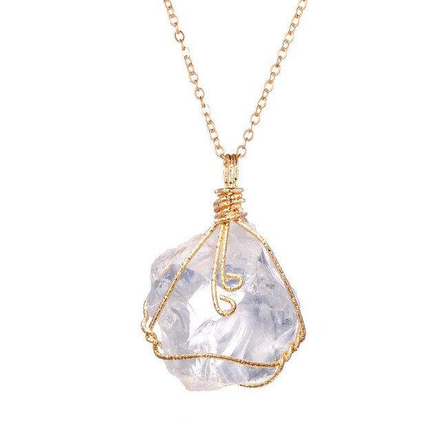 Natural Gemstone Necklace Chakra Stone Pendant Energy Healing Crystal