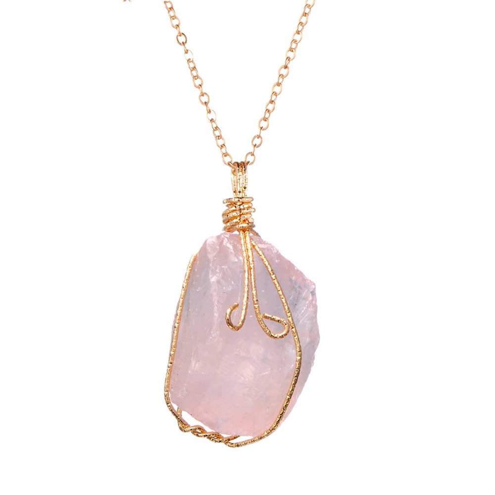 Natural Gemstone Necklace Chakra Stone Pendant Energy Healing Crystal