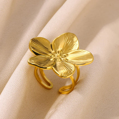 Exaggerated Butterfly Stainless Steel Ring For Women Heart Flower