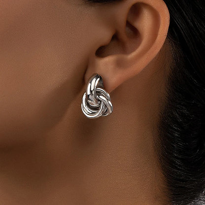 Obega Gold SIlver Color Knot Hoop Earring For Women Shiny Plating