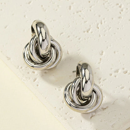 Obega Gold SIlver Color Knot Hoop Earring For Women Shiny Plating