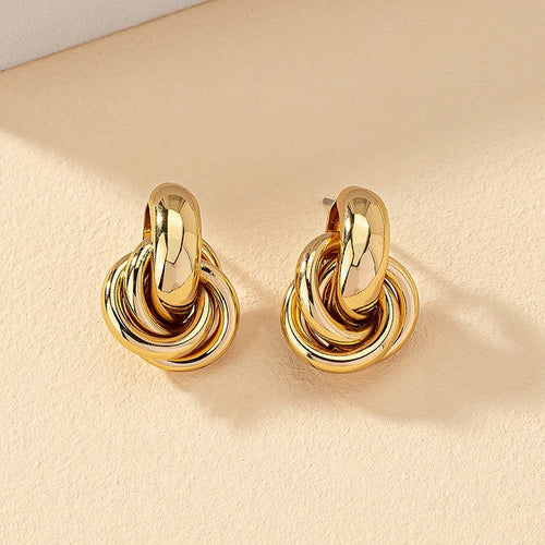 Obega Gold SIlver Color Knot Hoop Earring For Women Shiny Plating