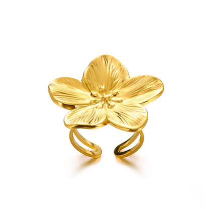 Exaggerated Butterfly Stainless Steel Ring For Women Heart Flower