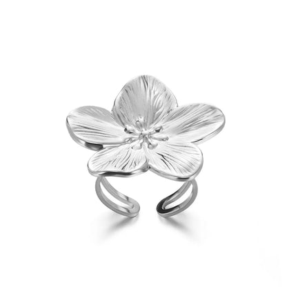 Exaggerated Butterfly Stainless Steel Ring For Women Heart Flower