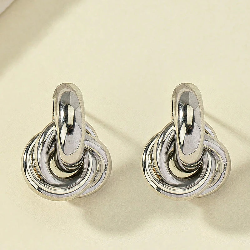 Obega Gold SIlver Color Knot Hoop Earring For Women Shiny Plating