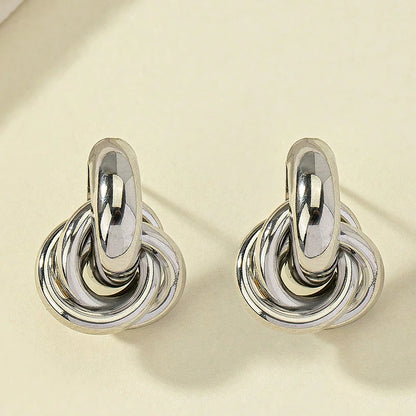 Obega Gold SIlver Color Knot Hoop Earring For Women Shiny Plating