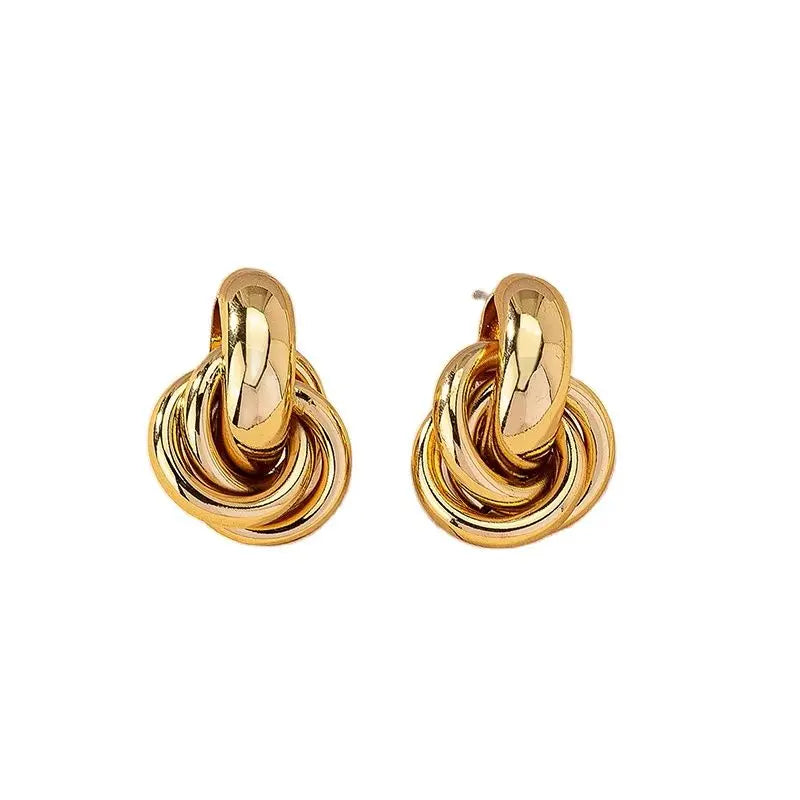 Obega Gold SIlver Color Knot Hoop Earring For Women Shiny Plating
